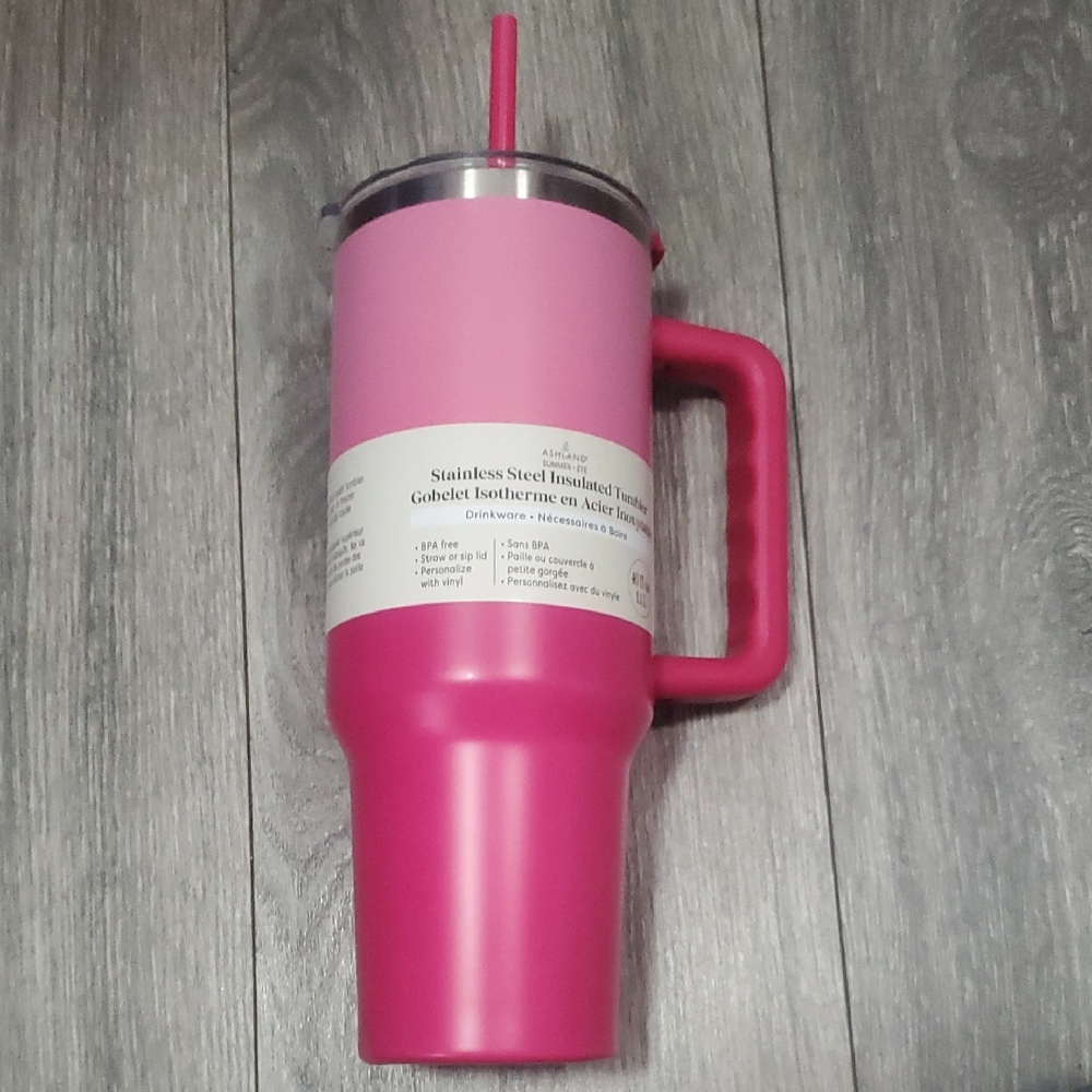 Ashland Pink Two-Tone with Handle and Straw Tumbler - 40 oz